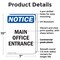 Signmission Main Office Entrance, 7 in W x Rectangle, Plastic OS-2PACK-NS-P-710-V-14093 - alternate 3